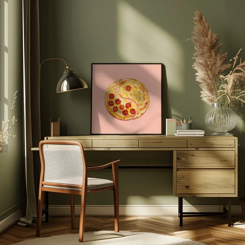 Pizza Balance by Artem Pozdniakov Square Canvas Print Art for Modern Home Decor. Decorate your office or living room with canvas artwork