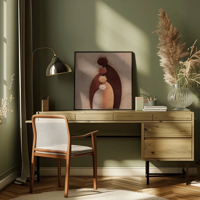 Cat Gang Square Canvas Art  Emel Tunaboylu 