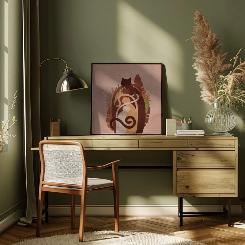 Cat Gang Boho by Emel Tunaboylu Square Canvas Print Art for Modern Home Decor. Decorate your office or living room with canvas artwork