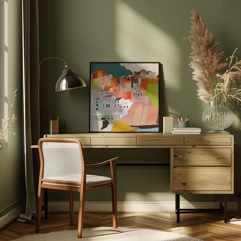 Cinque Terre by Ana Rut Bre Square Canvas Print Art for Modern Home Decor. Decorate your office or living room with canvas artwork