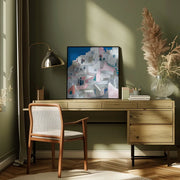 Santorini7x7 by Ana Rut Bre Square Canvas Print Art for Modern Home Decor. Decorate your office or living room with canvas artwork