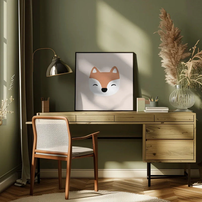 Blush Fox by Orara Studio Square Canvas Print Art for Modern Home Decor. Decorate your office or living room with canvas artwork