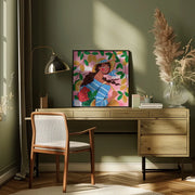 Portrait woman in Amalfi coast Italy by Caroline Bonne Müller Square Canvas Print Art for Modern Home Decor. Decorate your office or living room with canvas artwork