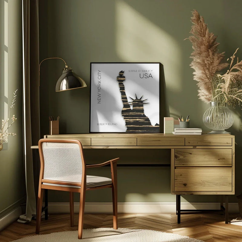 Urban Art NYC Statue of Liberty by Melanie Viola Square Canvas Print Art for Modern Home Decor. Decorate your office or living room with canvas artwork