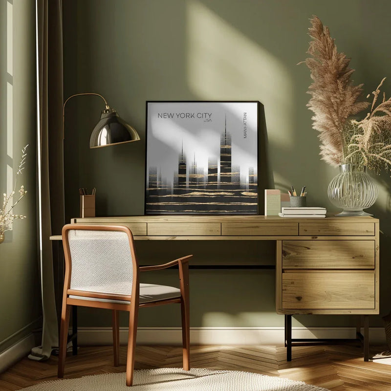 Urban Art NYC Skyline by Melanie Viola Square Canvas Print Art for Modern Home Decor. Decorate your office or living room with canvas artwork