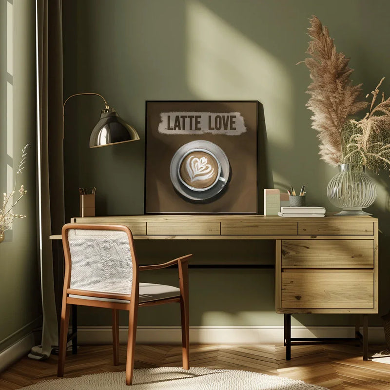 Latte Love by EMELIEmaria Square Canvas Print Art for Modern Home Decor. Decorate your office or living room with canvas artwork