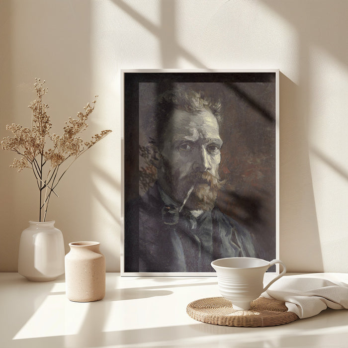 Vincent Van Gogh's Self Portrait With Pipe (1886) Framed Art Modern Wall Decor