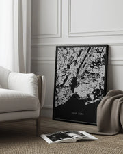 map_new york_002_black Framed Art Pictufy Studio II | Home or Office Art