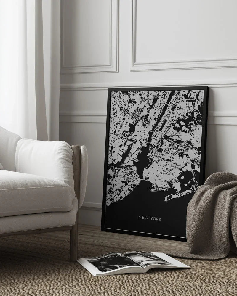 map_new york_002_black Framed Art Pictufy Studio II | Home or Office Art