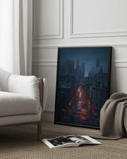 Raining China Town Framed Art Javier de la Torre | Home or Office Art