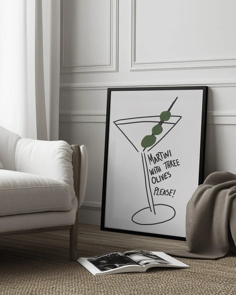 Olive Trio Martini - Athene Fritsch Framed Art | Home or Office Art