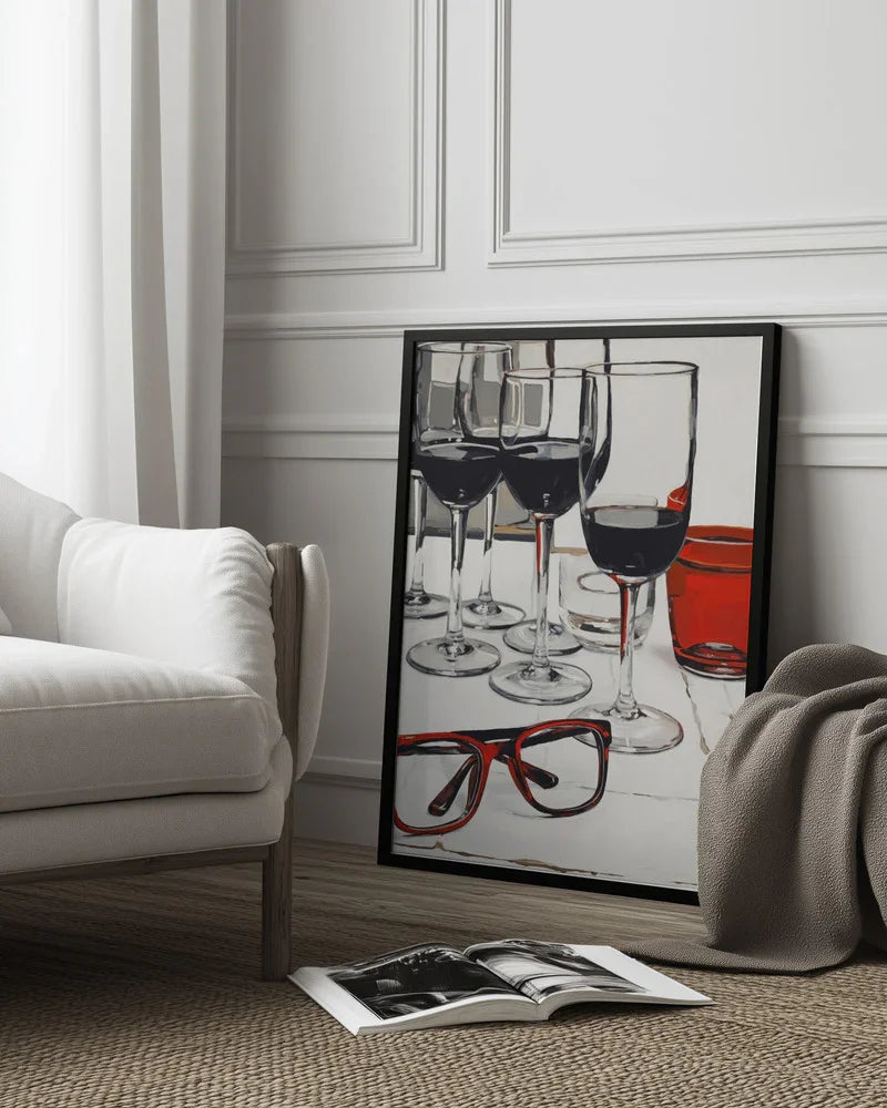 Still Life With Red Glasses - Treechild Framed Art | Home or Office Art