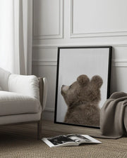 Peekaboo Baby Bear Back Framed Art Lola Peacock | Home or Office Art