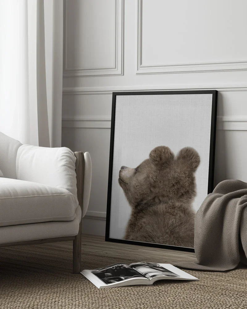 Peekaboo Baby Bear Back Framed Art Lola Peacock | Home or Office Art
