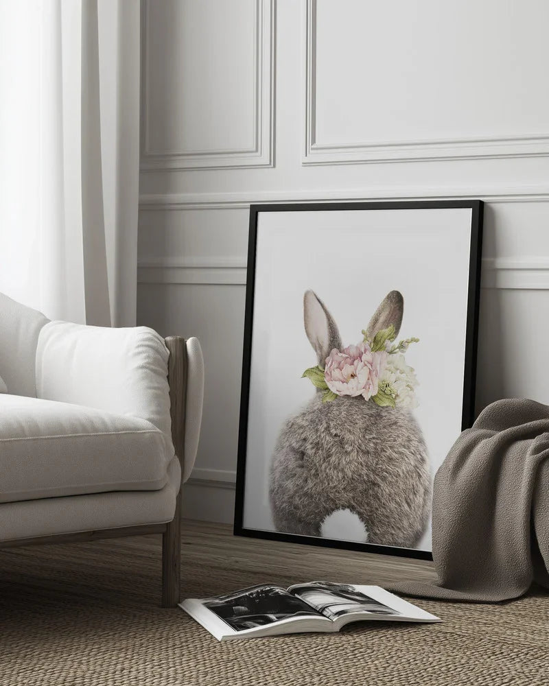 Floral Bunny Back Framed Art Lola Peacock | Home or Office Art