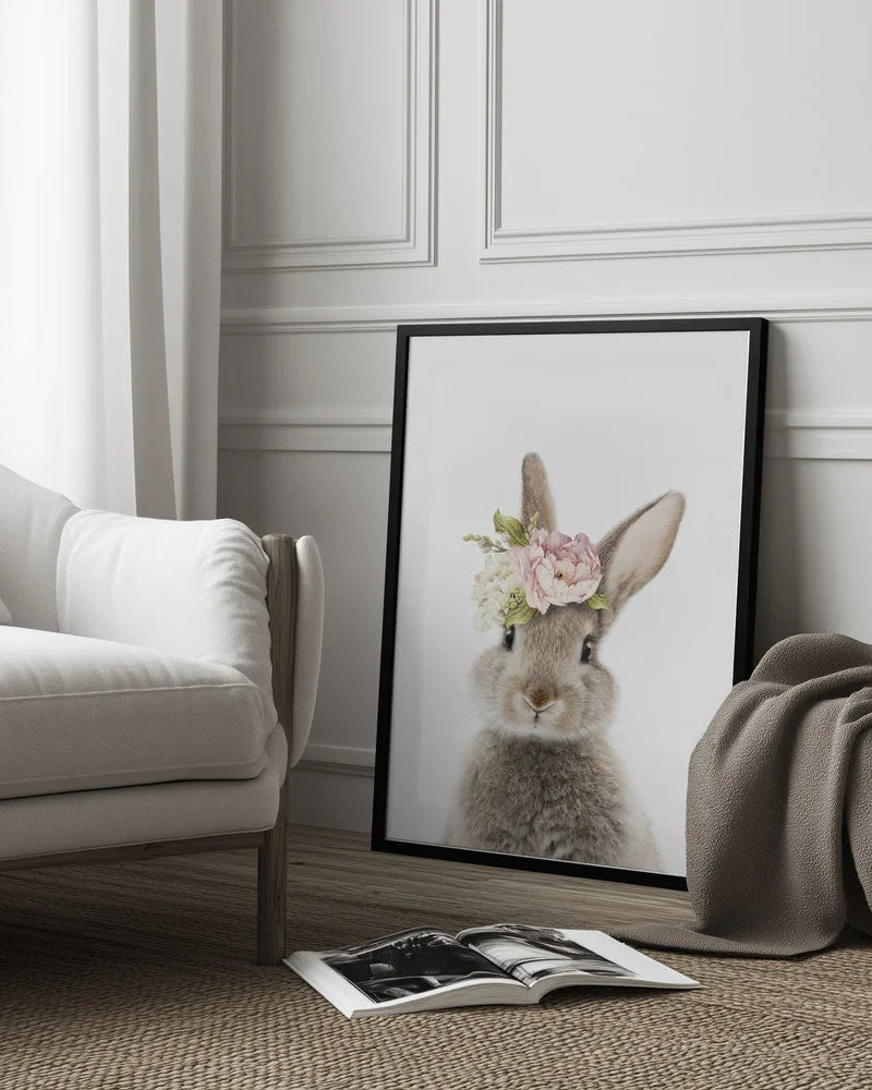 Floral Bunny Framed Art Lola Peacock | Home or Office Art