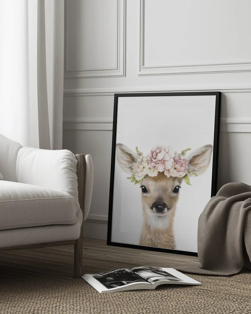 Floral Baby Deer Framed Art Lola Peacock | Home or Office Art