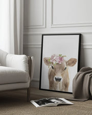Floral Baby Calf Framed Art Lola Peacock | Home or Office Art