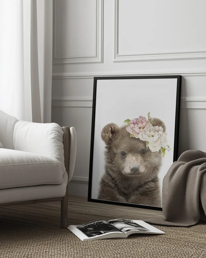 Floral Baby Bear Framed Art Lola Peacock | Home or Office Art