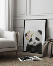 Floral Baby Panda Framed Art Lola Peacock | Home or Office Art