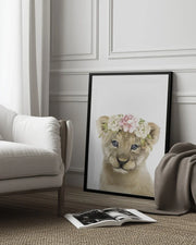 Floral Baby Lion Framed Art Lola Peacock | Home or Office Art