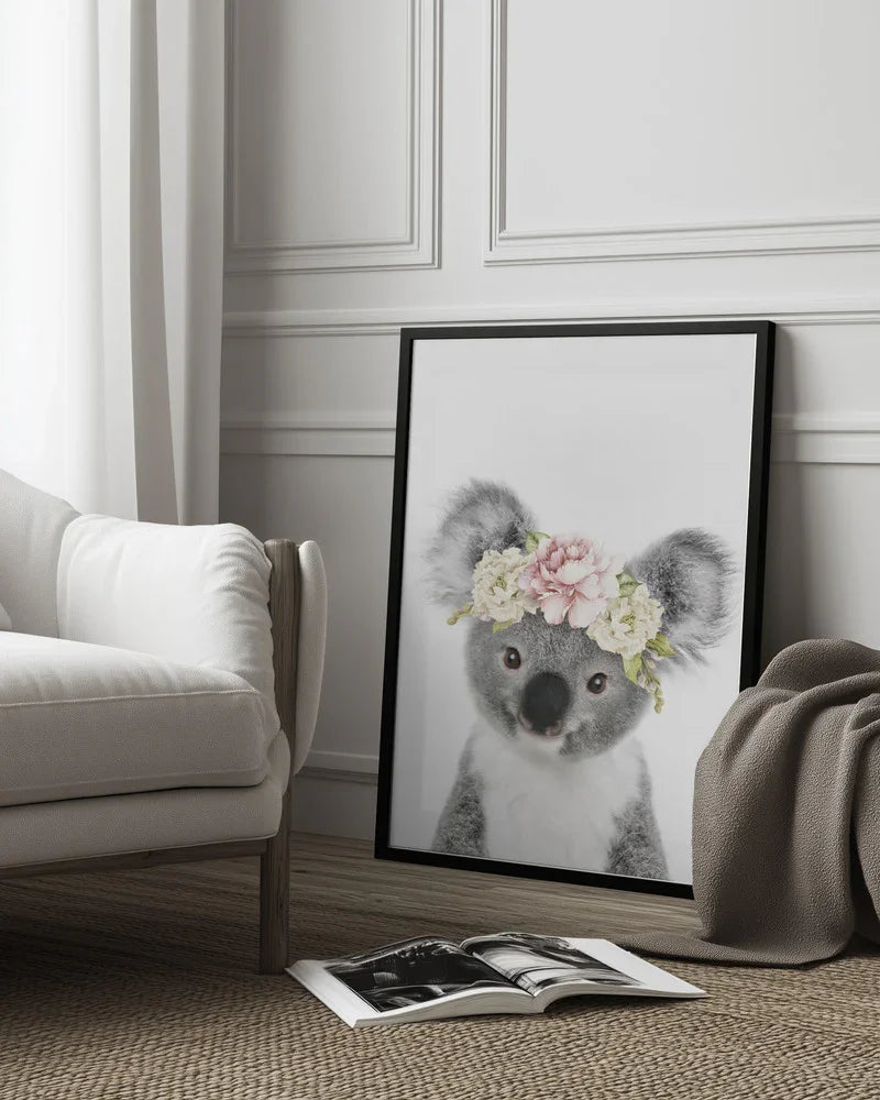 Floral Baby Koala Framed Art Lola Peacock | Home or Office Art