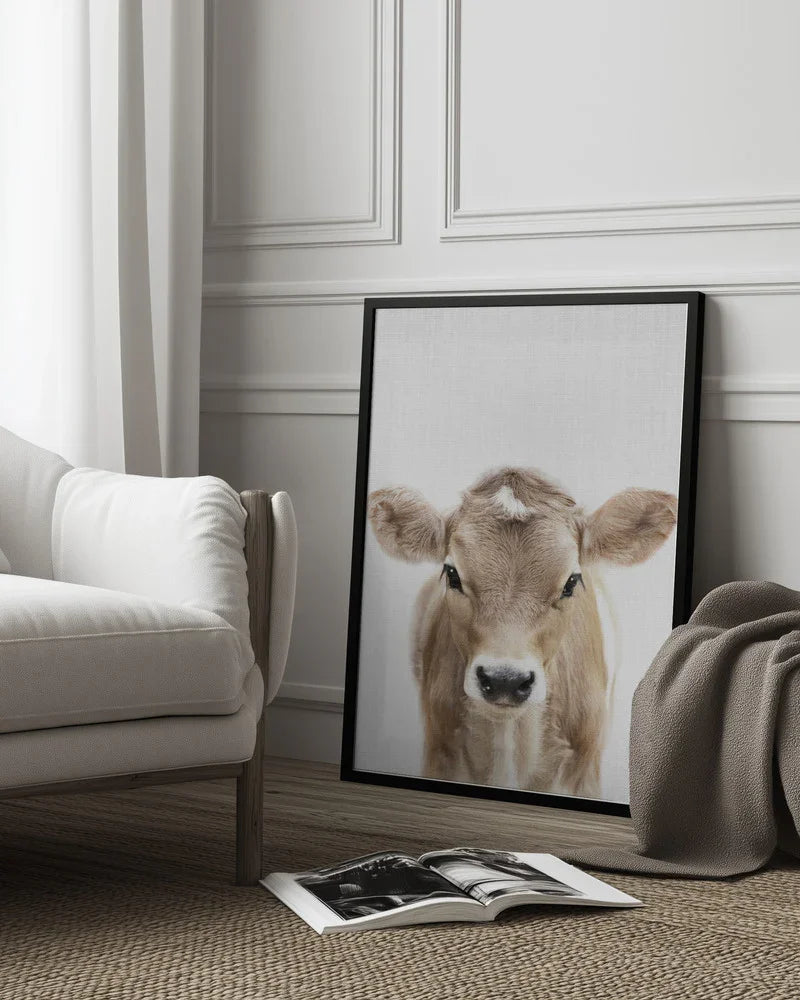 Peekaboo Baby Cow Framed Art Lola Peacock | Home or Office Art