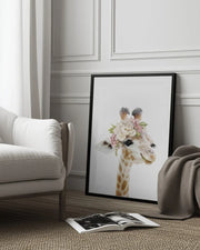 Floral Baby Giraffe Framed Art Lola Peacock | Home or Office Art