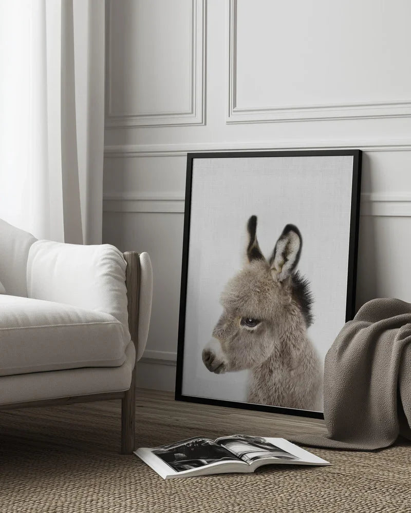 Peekaboo Baby Donkey Framed Art Lola Peacock | Home or Office Art