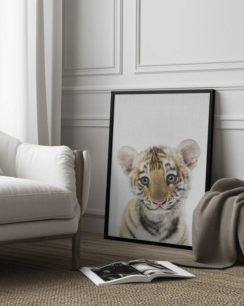 Peekaboo Baby Tiger Framed Art Lola Peacock | Home or Office Art