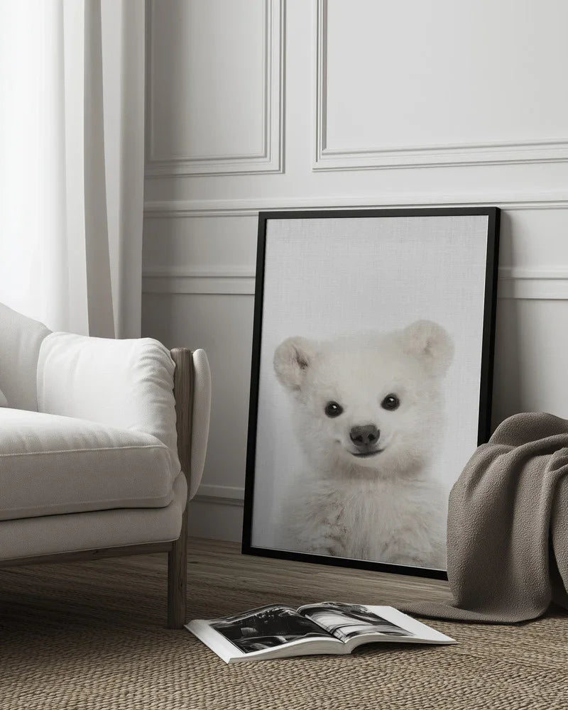 Peekaboo Baby Polar Bear Framed Art Lola Peacock | Home or Office Art