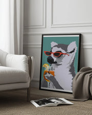 Jugdy Lemur with Drink - ByKammille Framed Art | Home or Office Art