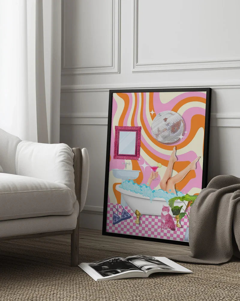 Groovy Bathtub Bliss - Athene Fritsch Framed Art | Home or Office Art