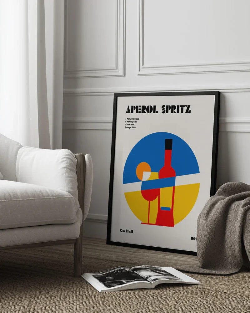 Aperol Spritz Cocktail Bauhaus Art Print - Retrodrome Framed Art | Home or Office Art