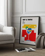Gin &amp; Tonic Bauhaus Cocktail - Retrodrome Framed Art | Home or Office Art