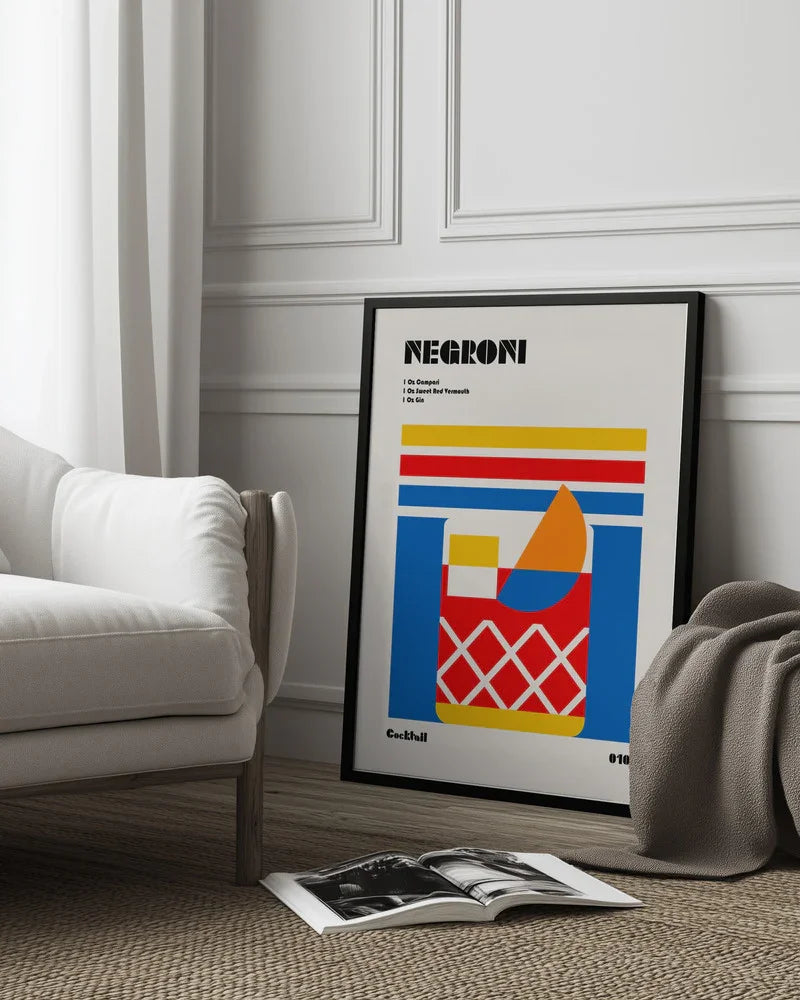 Negroni Bauhaus Cocktail - Retrodrome Framed Art | Home or Office Art