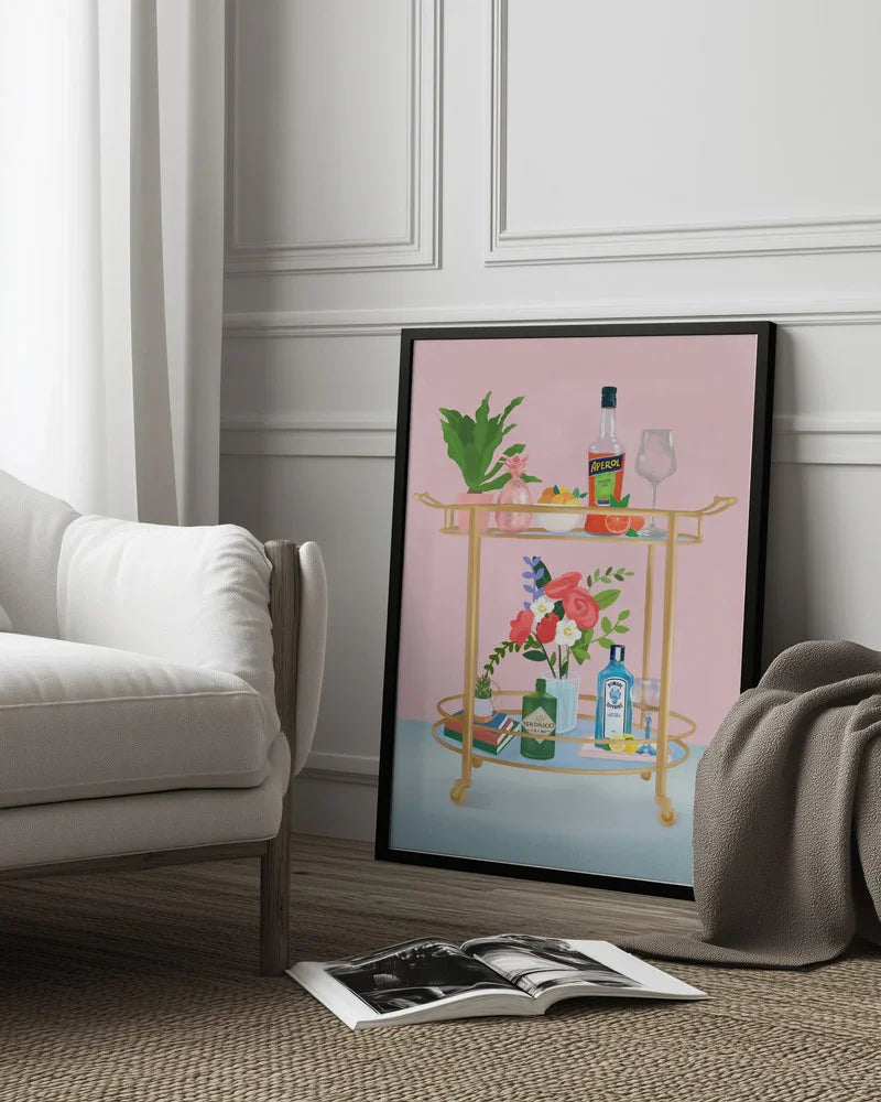 Bar Cart - Petra Lizde Framed Art | Home or Office Art