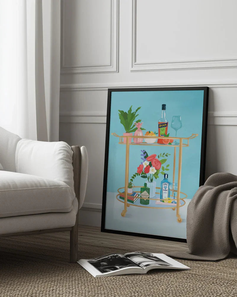 Bar Cart - Petra Lizde Framed Art | Home or Office Art