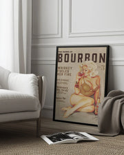 Bourbon Wall Art. Sexy Vintage Pin Up Girl Drinking Whiskey - The Whiskey Ginger Framed Art | Home or Office Art