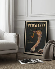 Art Deco Prosecco Wall Art Of An Ostrich - The Whiskey Ginger Framed Art | Home or Office Art