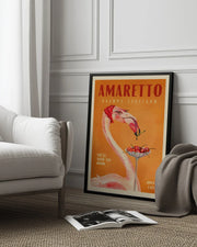 Amaretto Flamingo Art Deco Italian Cafe Travel Art - The Whiskey Ginger Framed Art | Home or Office Art