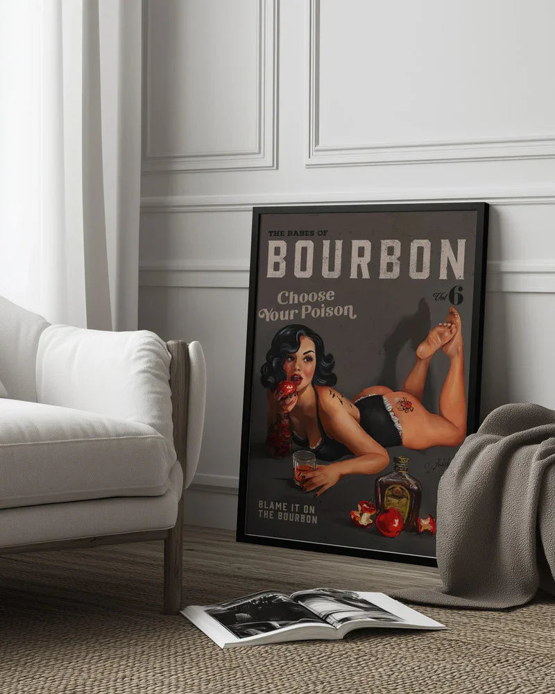 Babes of Bourbon Vol 6 Choose Your Poison Sexy Pinup - The Whiskey Ginger Framed Art | Home or Office Art