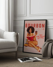 Babes of Bourbon Vol 8 Vintage Pinup Girl With Afro - The Whiskey Ginger Framed Art | Home or Office Art