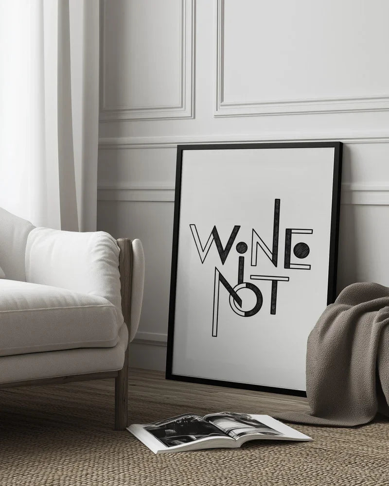 Wine Not hand-drawn text &amp; quote - Rio Soléy Framed Art | Home or Office Art