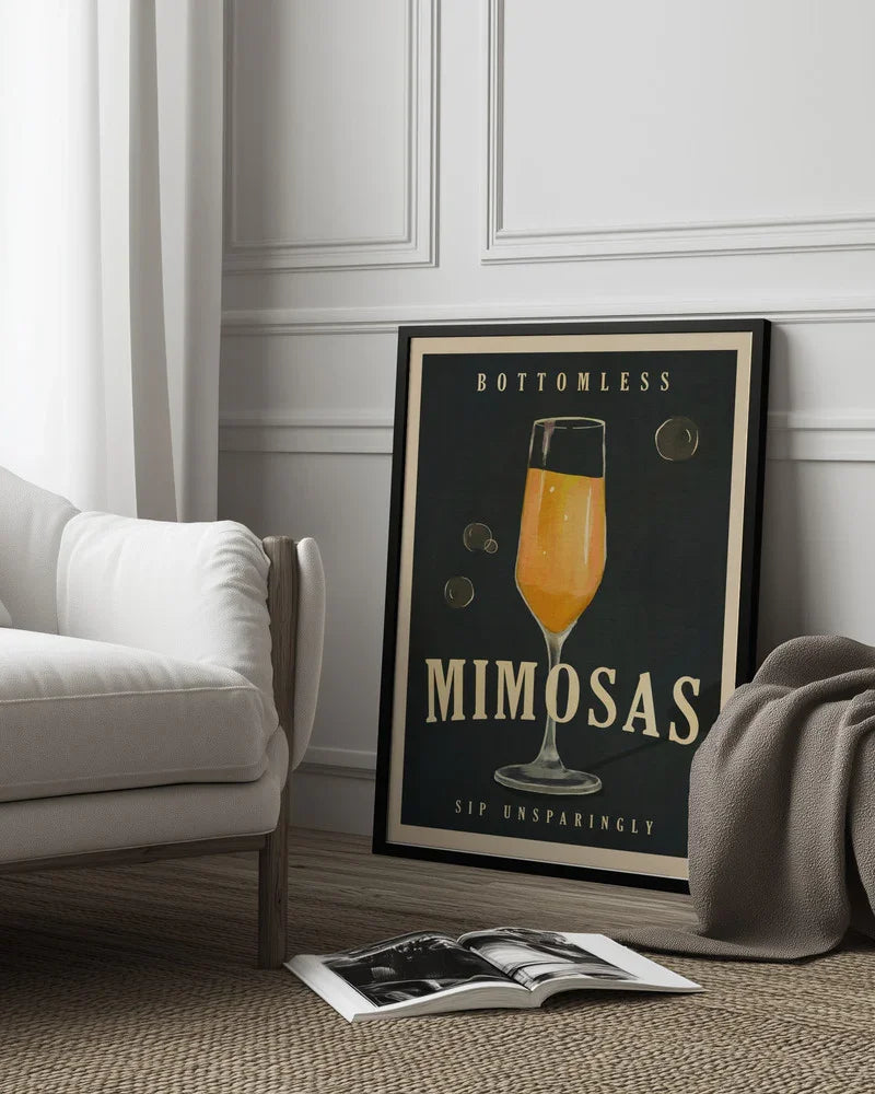 Bottomless Mimosas Art Deco Cocktail Bar Art - The Whiskey Ginger Framed Art | Home or Office Art