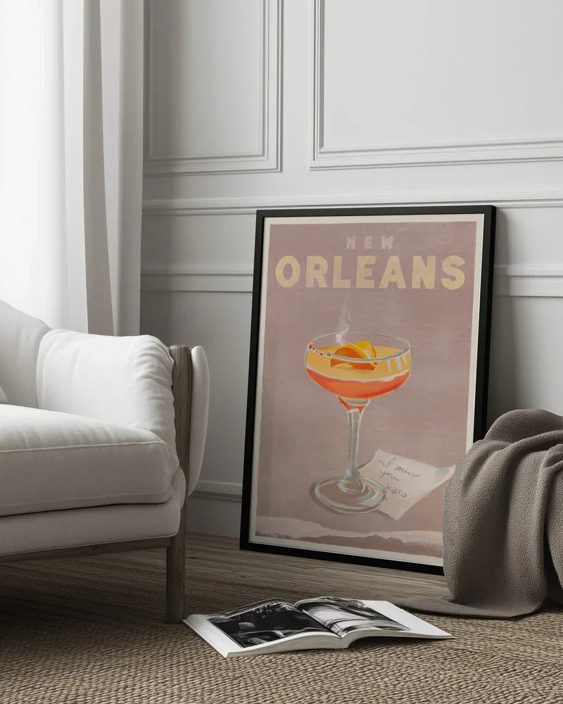 New Orleans Cocktail Travel Poster - The Whiskey Ginger Framed Art | Home or Office Art