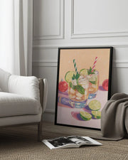 Mojito Summer Cocktails with Lime and Mint - Melloi Art Prints Framed Art | Home or Office Art