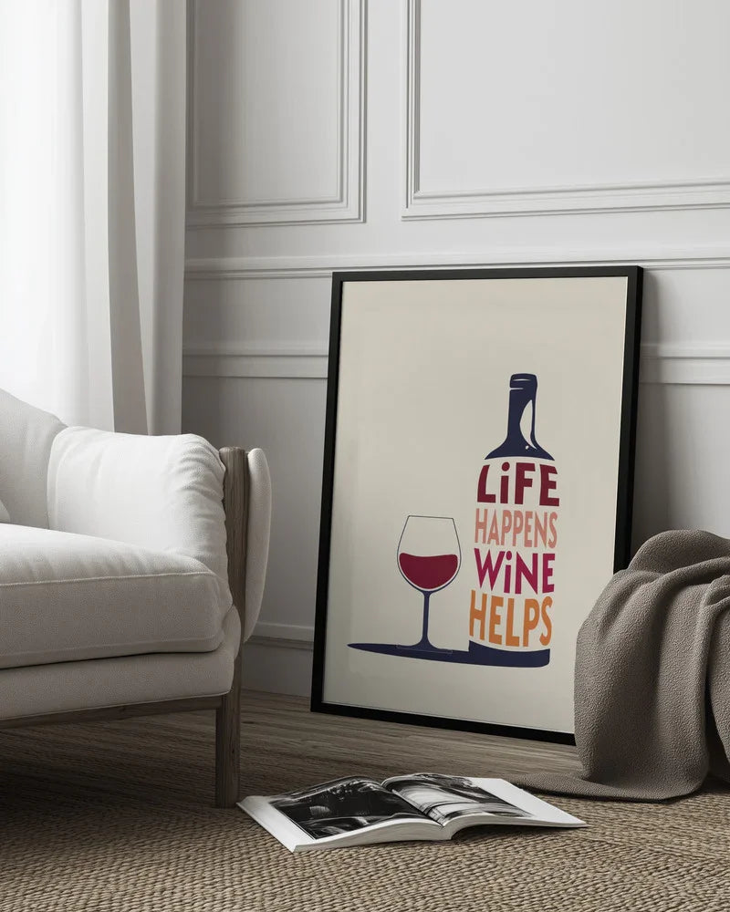 Life Happens, Wine Helps - Wine Quote - Rio Soléy Framed Art | Home or Office Art