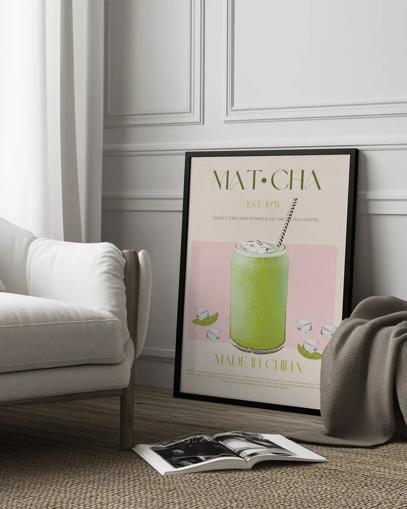 Chilled Matcha Drink - Nazma Khokhar Framed Art | Home or Office Art