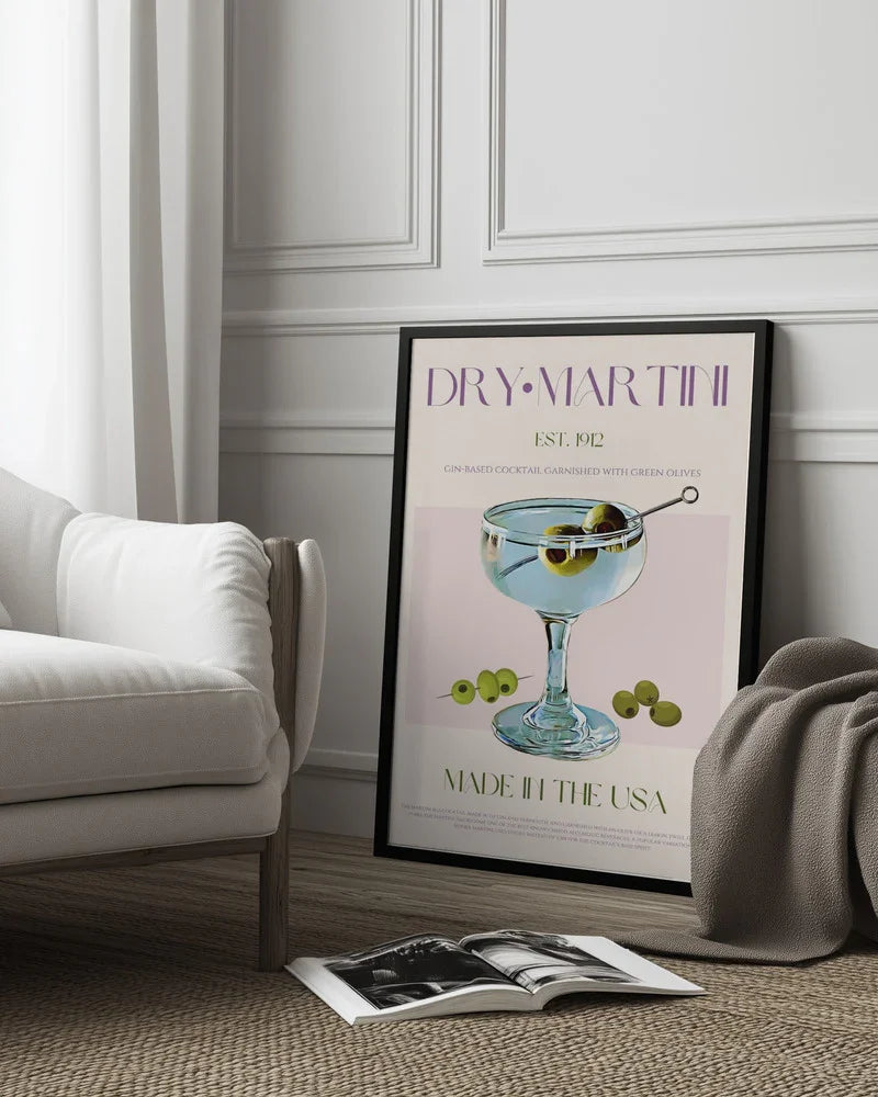 Classic Martini Charm - Nazma Khokhar Framed Art | Home or Office Art